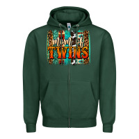 Sports Green mom of twins western brushstroke Zipper Hoodie - OliviaCreatesArt