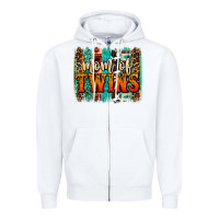White mom of twins western brushstroke Zipper Hoodie - OliviaCreatesArt