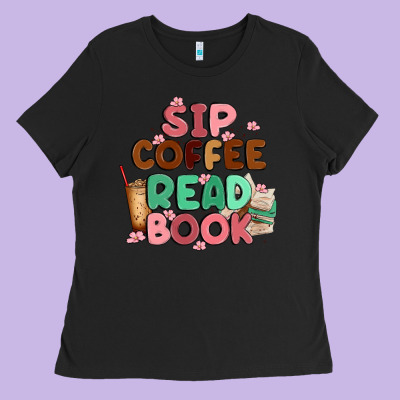Sip Coffee Read Book Ladies Tee Designed By Maliassmallbusiness