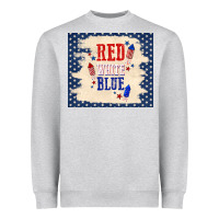 Heather Grey red white blue Heavyweight Sweatshirt - TumblerDesignByShophia