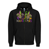 Black mardi gras skeleton hands  fleur de lis Zipper Hoodie - OliviaCreatesArt