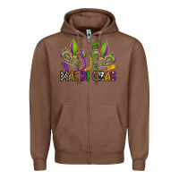 Chestnut mardi gras skeleton hands  fleur de lis Zipper Hoodie - OliviaCreatesArt