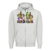 Dove Grey mardi gras skeleton hands  fleur de lis Zipper Hoodie - OliviaCreatesArt
