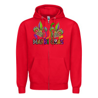 Red mardi gras skeleton hands  fleur de lis Zipper Hoodie - OliviaCreatesArt