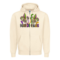 Sandshell mardi gras skeleton hands  fleur de lis Zipper Hoodie - OliviaCreatesArt