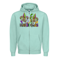 Seafoam mardi gras skeleton hands  fleur de lis Zipper Hoodie - OliviaCreatesArt