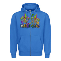 True Royal mardi gras skeleton hands  fleur de lis Zipper Hoodie - OliviaCreatesArt