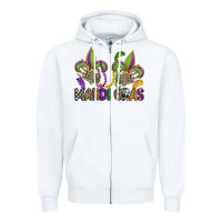 White mardi gras skeleton hands  fleur de lis Zipper Hoodie - OliviaCreatesArt