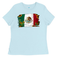 Baby Blue cactus sunflower mexican flag Ladies Tee - Jasminsmagicworld