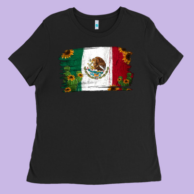 Cactus Sunflower Mexican Flag Ladies Tee Designed By Jasminsmagicworld