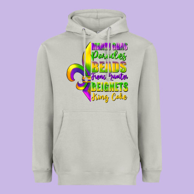 Mardi Gras Parades Beads French Quarter Beignets Heavyweight Hoodie Designed By Fadigitalartstudio