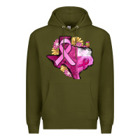 Army Green Texas Cancer Awareness map Premium Hoodie - FaDigitalArtStudio