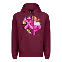 Burgundy Texas Cancer Awareness map Premium Hoodie - FaDigitalArtStudio