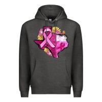 Charcoal Heather Texas Cancer Awareness map Premium Hoodie - FaDigitalArtStudio