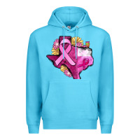 Ocean Blue Texas Cancer Awareness map Premium Hoodie - FaDigitalArtStudio