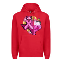 Red Texas Cancer Awareness map Premium Hoodie - FaDigitalArtStudio