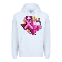 White Texas Cancer Awareness map Premium Hoodie - FaDigitalArtStudio