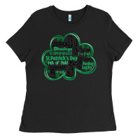 Black st patricks day shamrock typography Ladies Tee - MaliasSmallBusiness