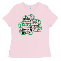 Bubblegum Pink st patricks day shamrock typography Ladies Tee - MaliasSmallBusiness