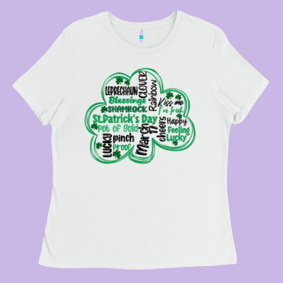 St Patricks Day Shamrock Typography Ladies Tee Designed By Maliassmallbusiness