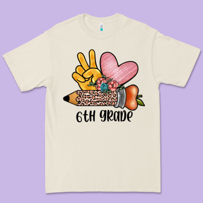 Peace Love 6th Grade Premium Tee Designed By Jahusdesignshop