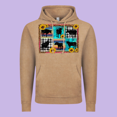 Cow Sunflower Leopard Vintage Hoodie Designed By Artiststas