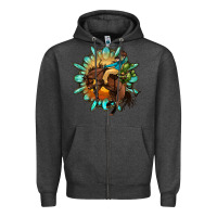 Charcoal Heather gemstone cowboy Zipper Hoodie - OliviaCreatesArt