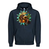Navy gemstone cowboy Zipper Hoodie - OliviaCreatesArt