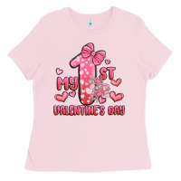 Bubblegum Pink my first valentines day Ladies Tee - MaliasSmallBusiness