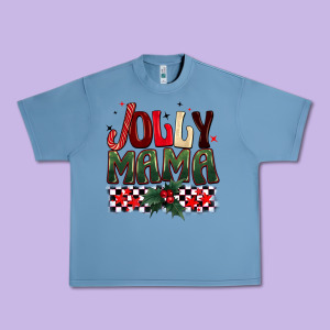 Christmas Jolly Mama Urban Heavy Tee Designed By Barkaloodesign