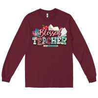 Burgundy blessed teacher school Long Sleeve Tee - NancyCooperArtShop