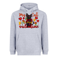 Heather Grey my cat is my valentine valentine's day Heavyweight Hoodie - FaDigitalArtStudio
