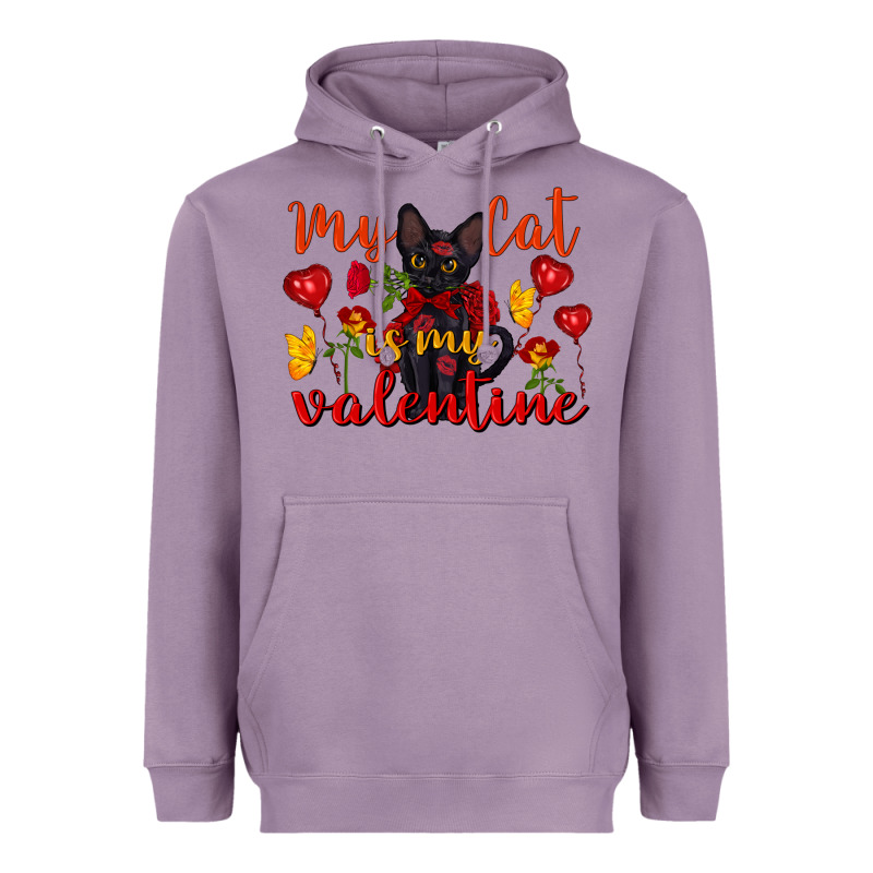 My Cat Is My Valentine Valentine's Day Heavyweight Hoodie by FaDigitalArtStudio | Teevron