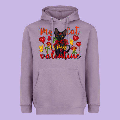 My Cat Is My Valentine Valentine's Day Heavyweight Hoodie Designed By Fadigitalartstudio
