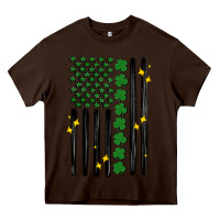 Chocolate Brown shamrock usa flag Heavy Core Tee - MaliasSmallBusiness