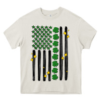 Cream shamrock usa flag Heavy Core Tee - MaliasSmallBusiness