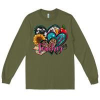 Army Green teacher hearts Long Sleeve Tee - Jasminsmagicworld