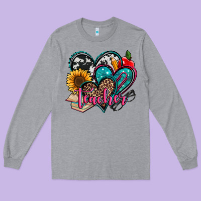 Teacher Hearts Long Sleeve Tee Designed By Jasminsmagicworld