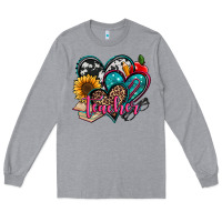 Heather Grey teacher hearts Long Sleeve Tee - Jasminsmagicworld