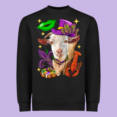 Mardi Gras Goat Heavyweight Sweatshirt Designed By Howdyjamesfarm