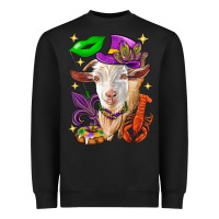 Black Mardi Gras Goat Heavyweight Sweatshirt - HowdyJamesFarm