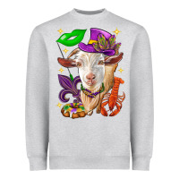 Heather Grey Mardi Gras Goat Heavyweight Sweatshirt - HowdyJamesFarm