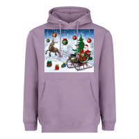 Lavender christmas santa deer and presents Heavyweight Hoodie - BundleAndBundleShop