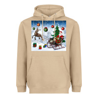 Mushroom christmas santa deer and presents Heavyweight Hoodie - BundleAndBundleShop