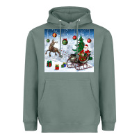 Sage christmas santa deer and presents Heavyweight Hoodie - BundleAndBundleShop