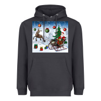 Smoke christmas santa deer and presents Heavyweight Hoodie - BundleAndBundleShop