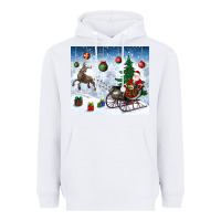 White christmas santa deer and presents Heavyweight Hoodie - BundleAndBundleShop