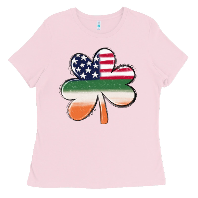St Patricks Day Shamrock American Flag Ladies Tee by MaliasSmallBusiness | Teevron