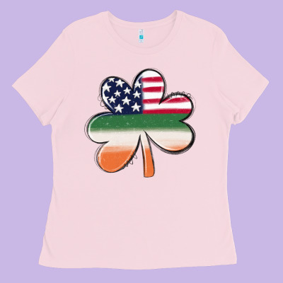 St Patricks Day Shamrock American Flag Ladies Tee Designed By Maliassmallbusiness
