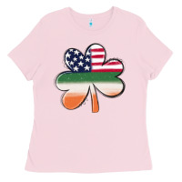 Bubblegum Pink st patricks day shamrock american flag Ladies Tee - MaliasSmallBusiness